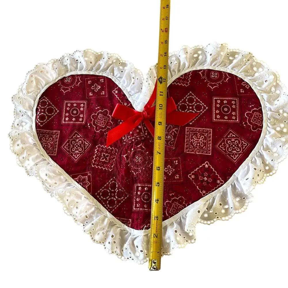 4pc Handmade Reversible Heart Placemats Red Bandana Fall Fabric Cottage